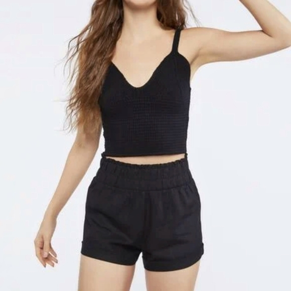Forever 21 Pants - Forever 21 Smocked Linen-Blend Shorts